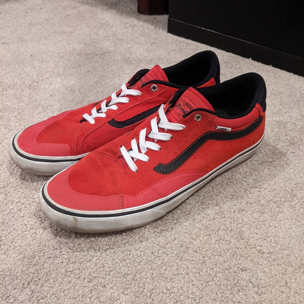 Vans TNT Advanced Prototype Racing Red & White Skate Shoes
